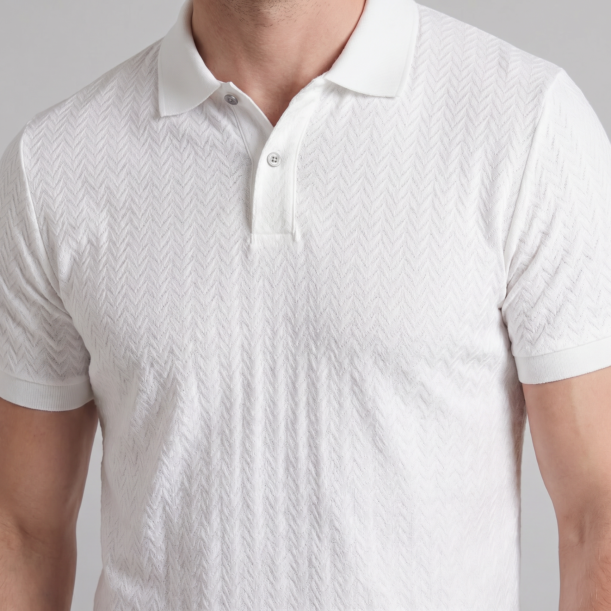 Men's Chevron Knit Polo Shirt - Comfortable Casual Wear for Everyday Style