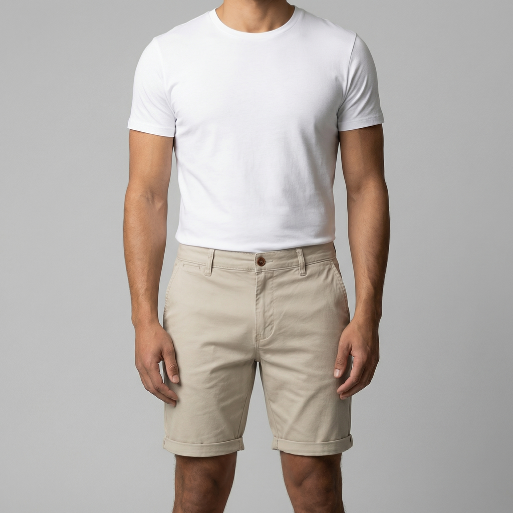 Men's Chino Shorts - Cotton Blend - Classic Fit - Casual Summer Wear