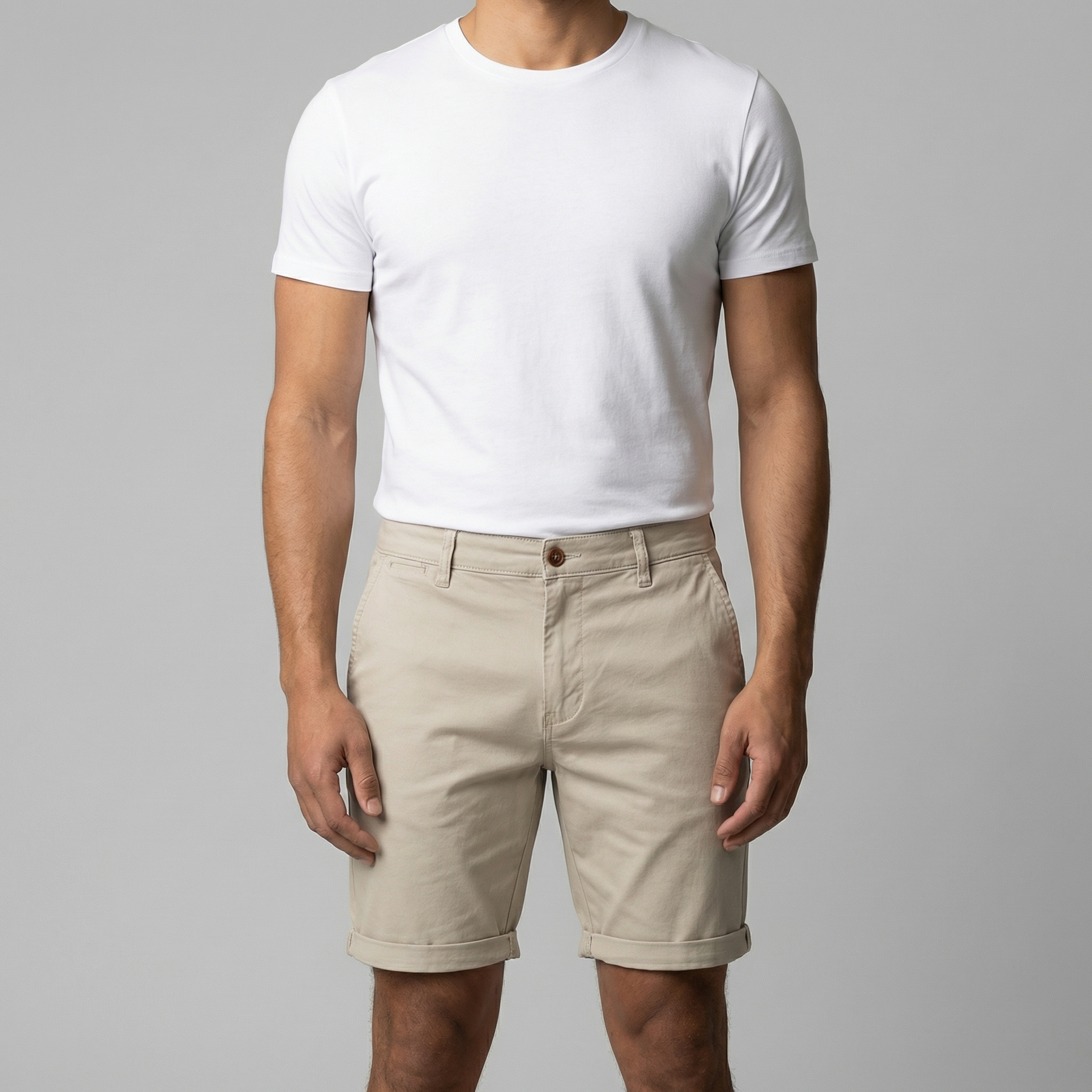 Men's Chino Shorts - Cotton Blend - Classic Fit - Casual Summer Wear