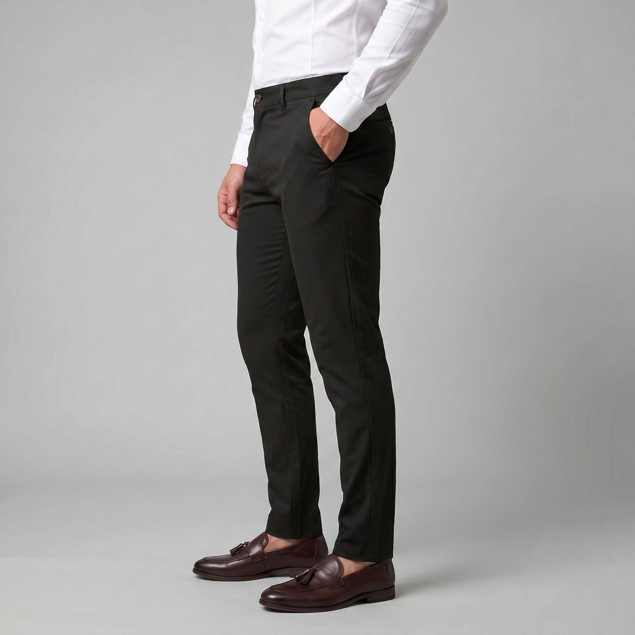Men's Chino Trousers - Straight Leg, Cotton Blend, Casual Wear