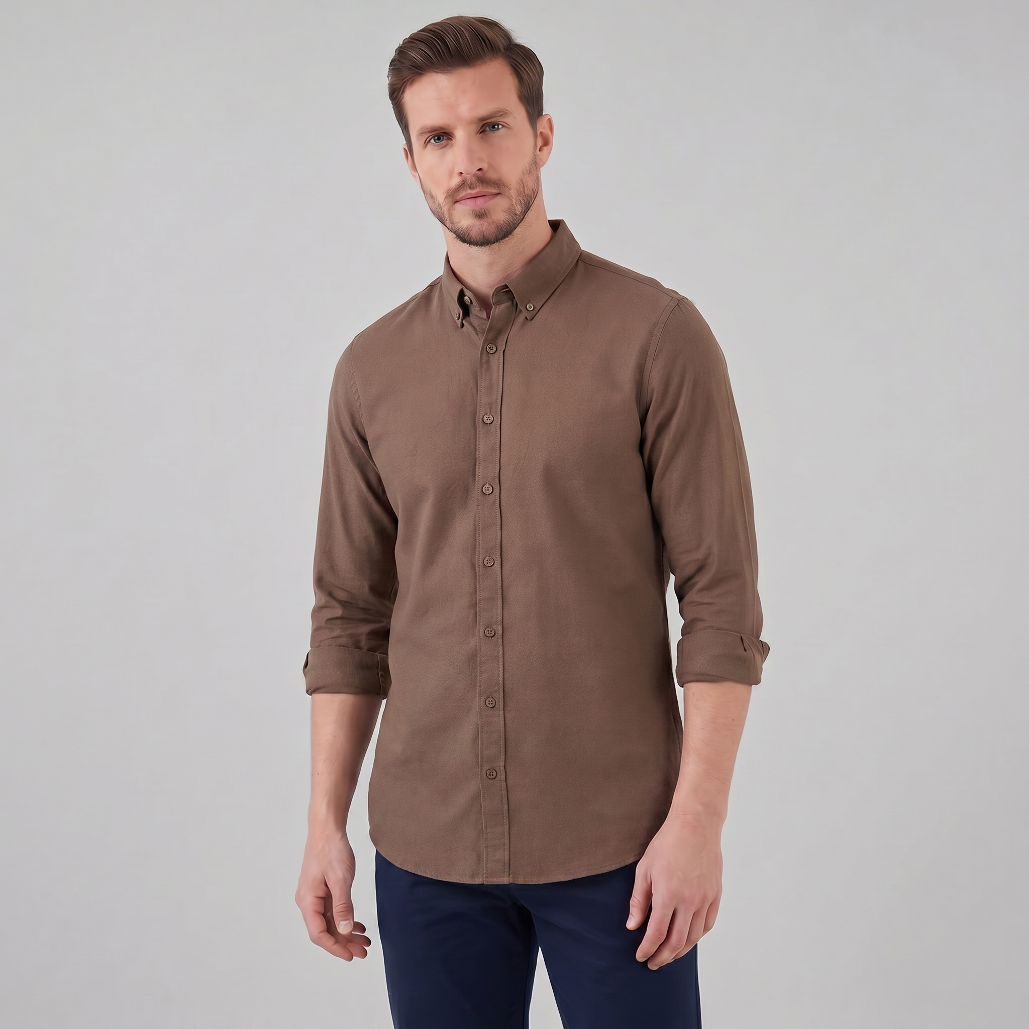 Men's Cotton Oxford Button-Down Dress Shirt for Formal and Casual Wear