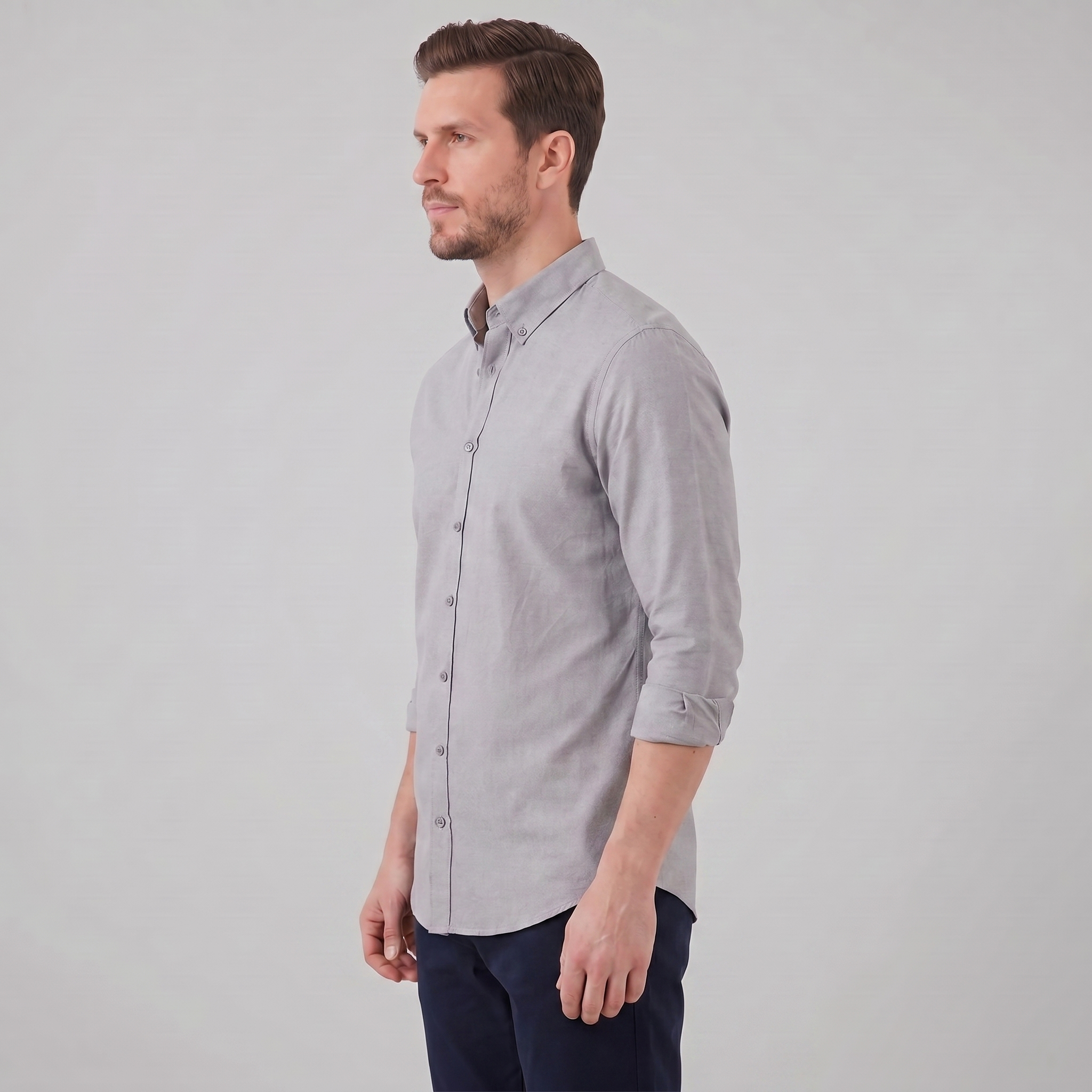 Men's Cotton Oxford Button-Down Dress Shirt for Formal and Casual Wear