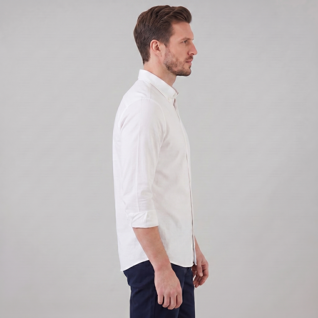 Men's Cotton Oxford Button-Down Dress Shirt for Formal and Casual Wear