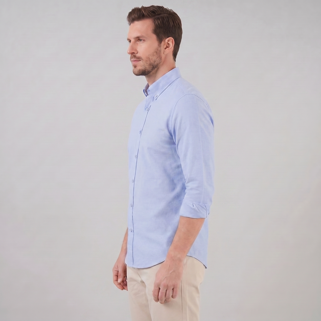 Men's Cotton Oxford Button-Down Dress Shirt for Formal and Casual Wear
