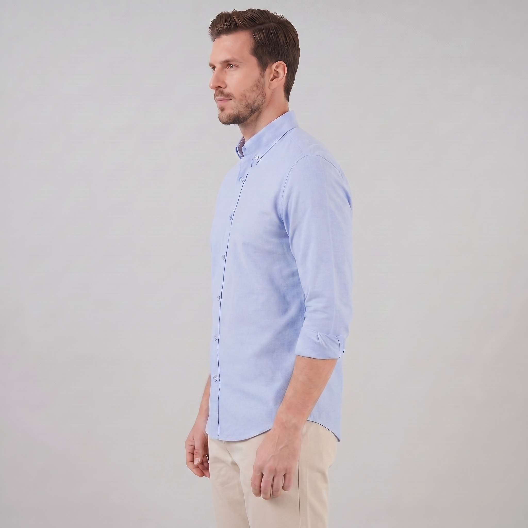 Men's Cotton Oxford Button-Down Dress Shirt for Formal and Casual Wear