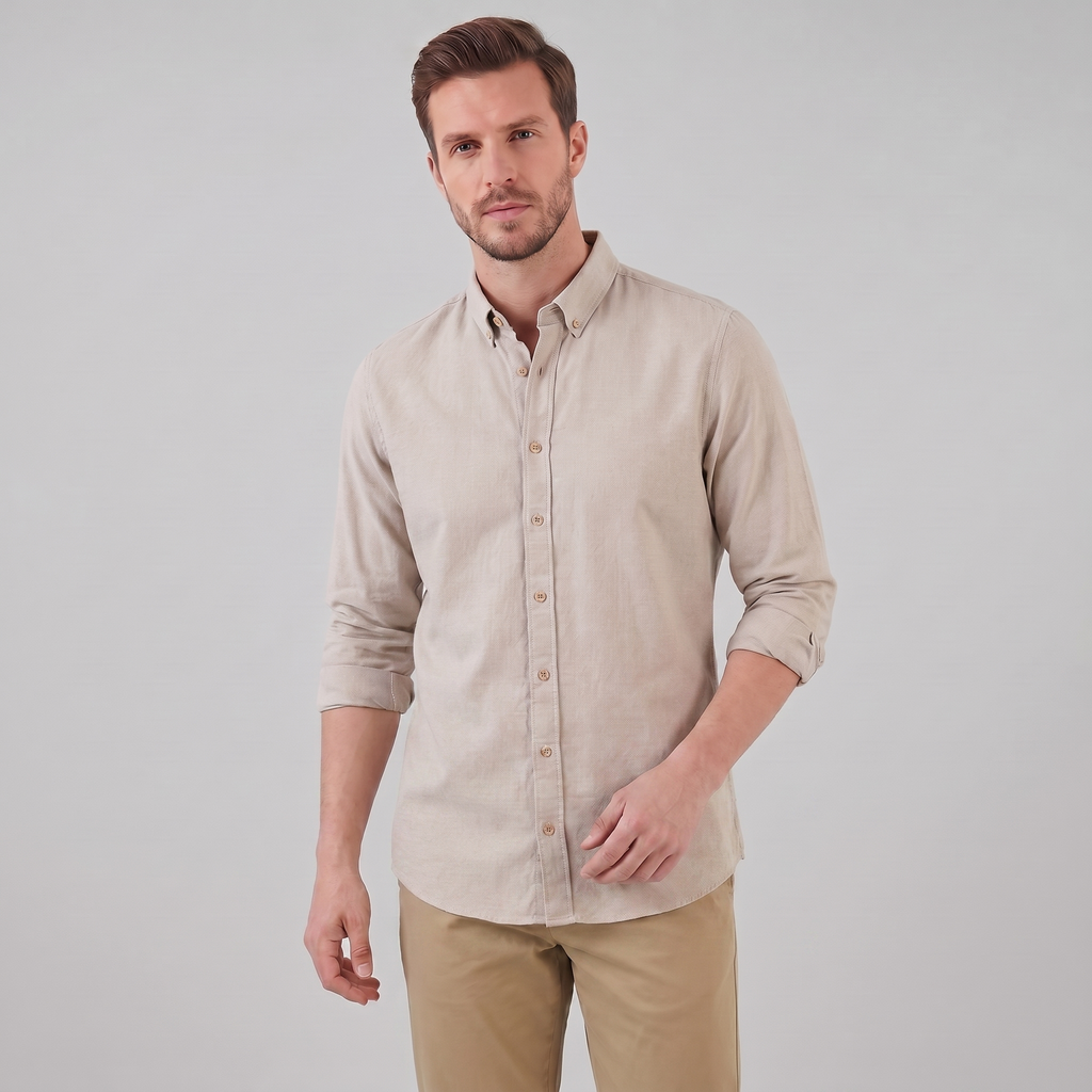 Men's Cotton Oxford Button-Down Dress Shirt for Formal and Casual Wear