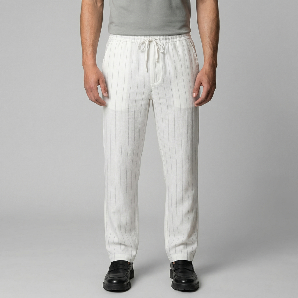 Men's Drawstring Waist Trousers - Comfortable Casual Pants for Everyday Wear