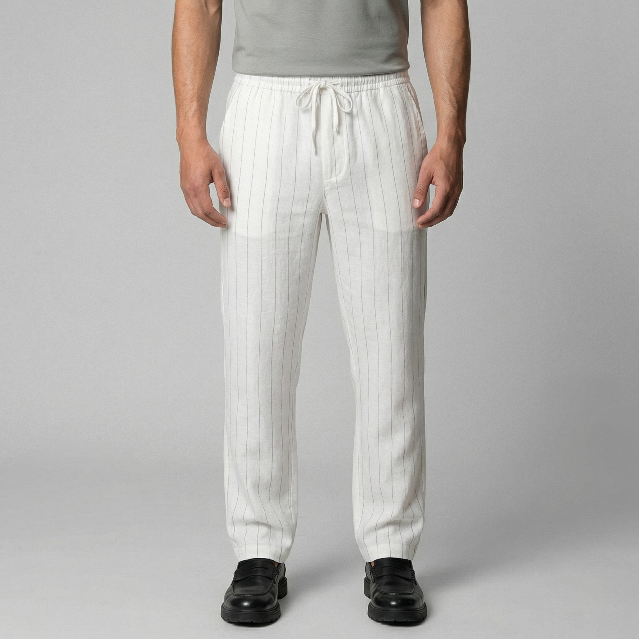 Men's Drawstring Waist Trousers - Comfortable Casual Pants for Everyday Wear
