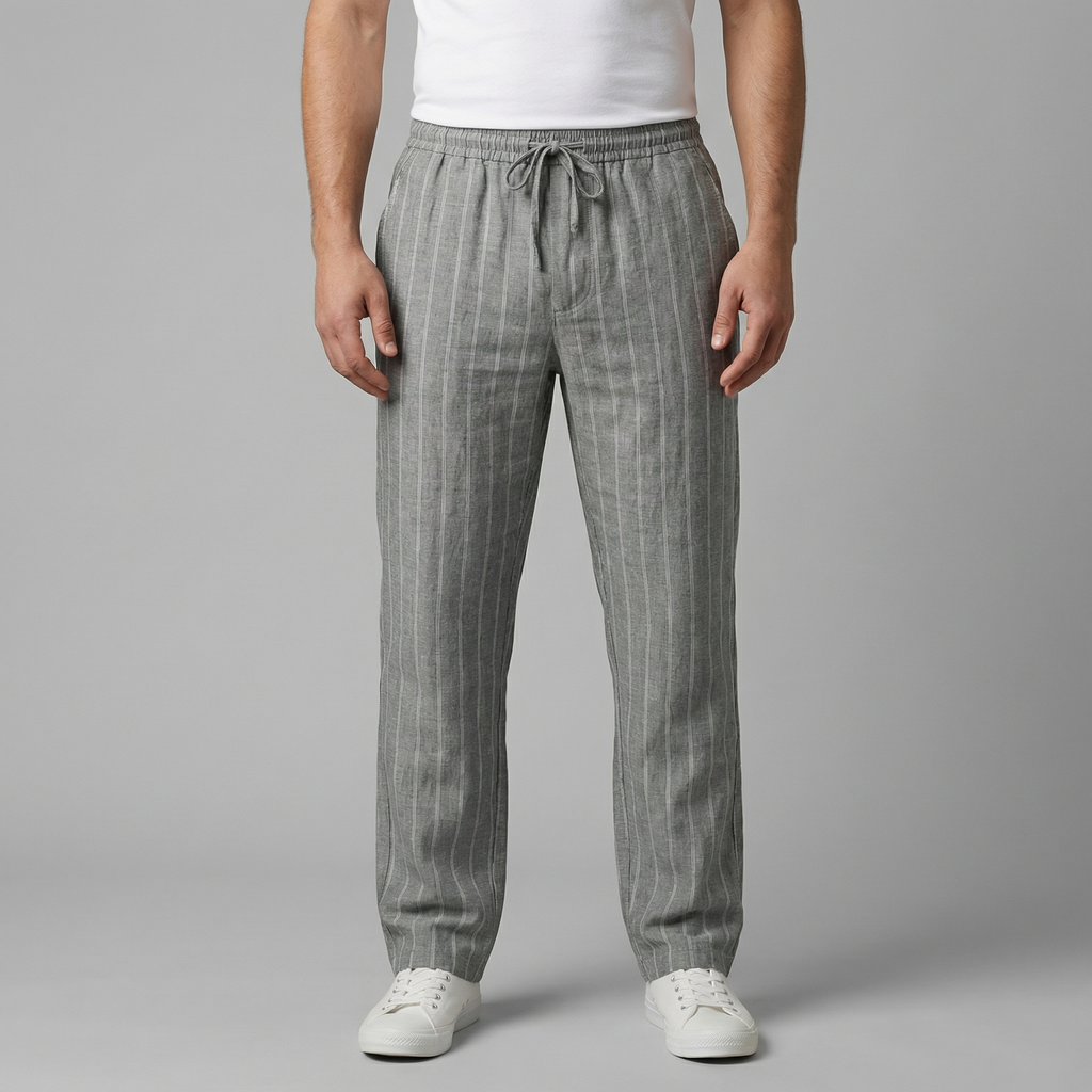 Men's Drawstring Waist Trousers - Comfortable Casual Pants for Everyday Wear