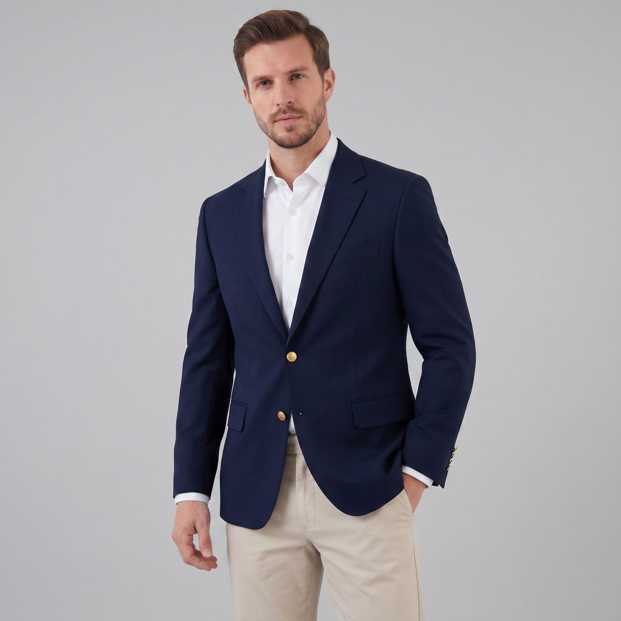 Men's Grey Tailored Blazer Jacket - Formal Wear for Business and Events