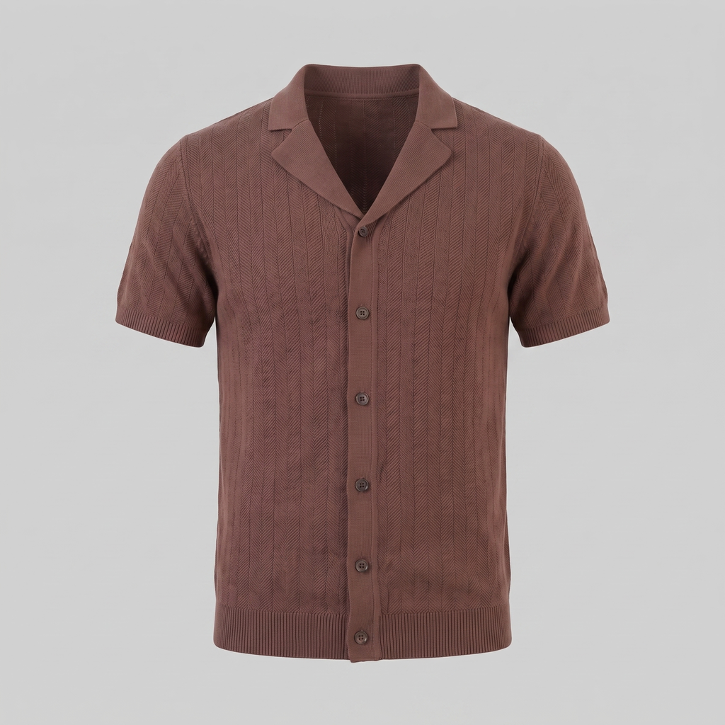 Men's Knit Button-Up Shirt - Soft Fabric, Casual Style for Everyday Wear