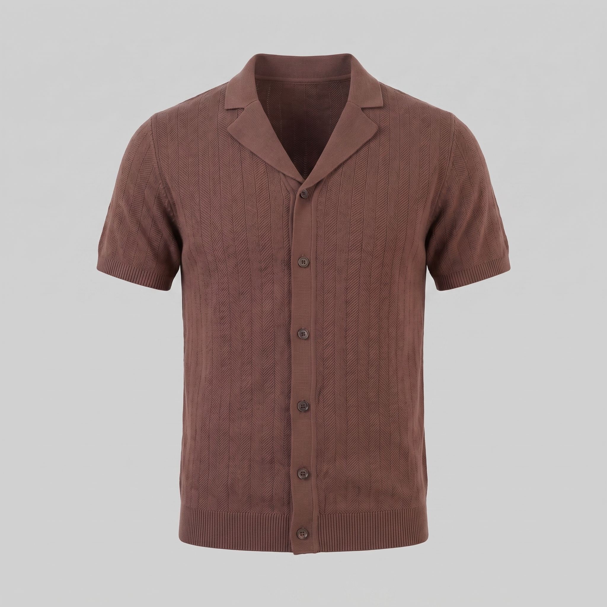 Men's Knit Button-Up Shirt - Soft Fabric, Casual Style for Everyday Wear