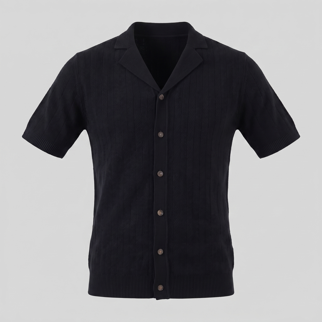Men's Knit Button-Up Shirt - Soft Fabric, Casual Style for Everyday Wear