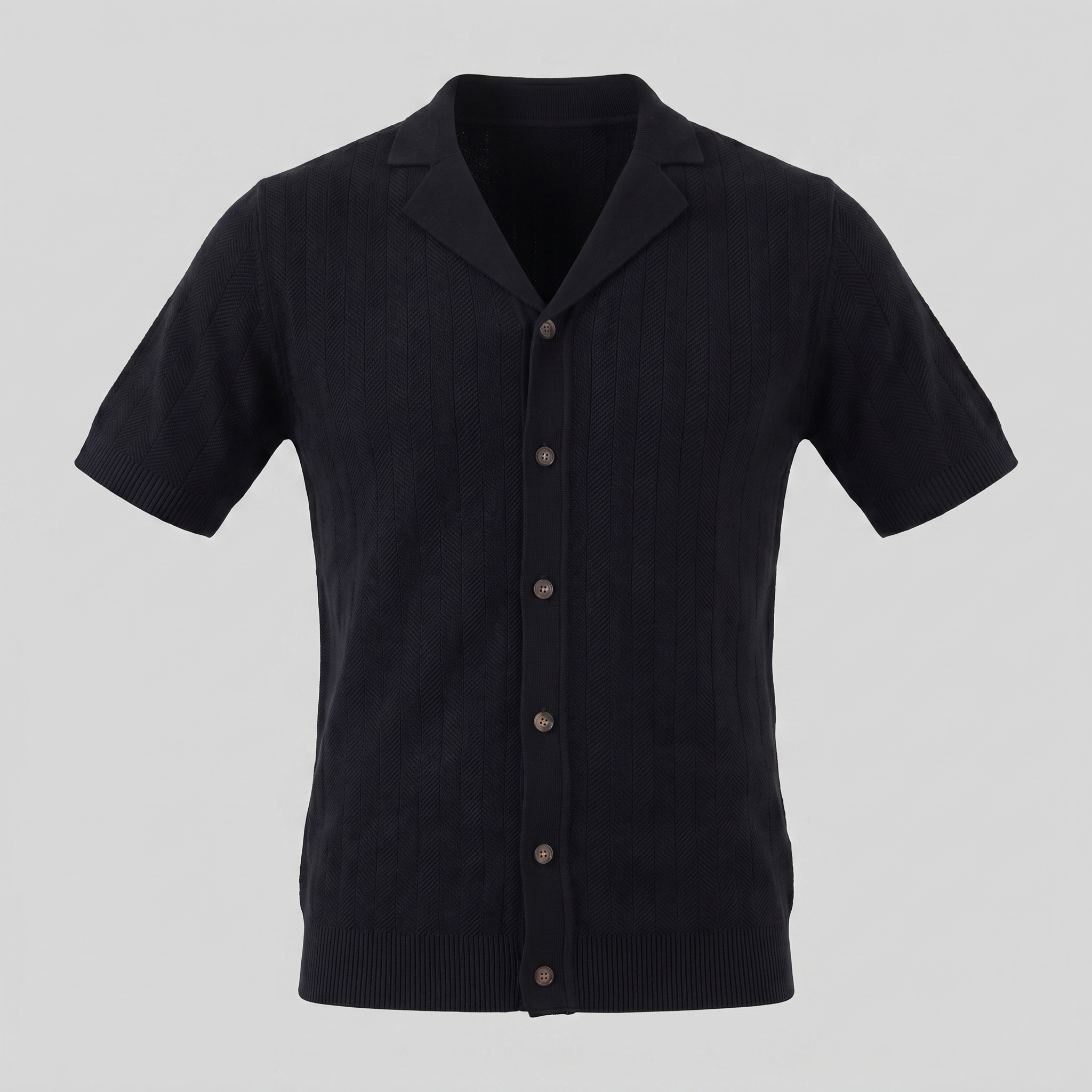 Men's Knit Button-Up Shirt - Soft Fabric, Casual Style for Everyday Wear