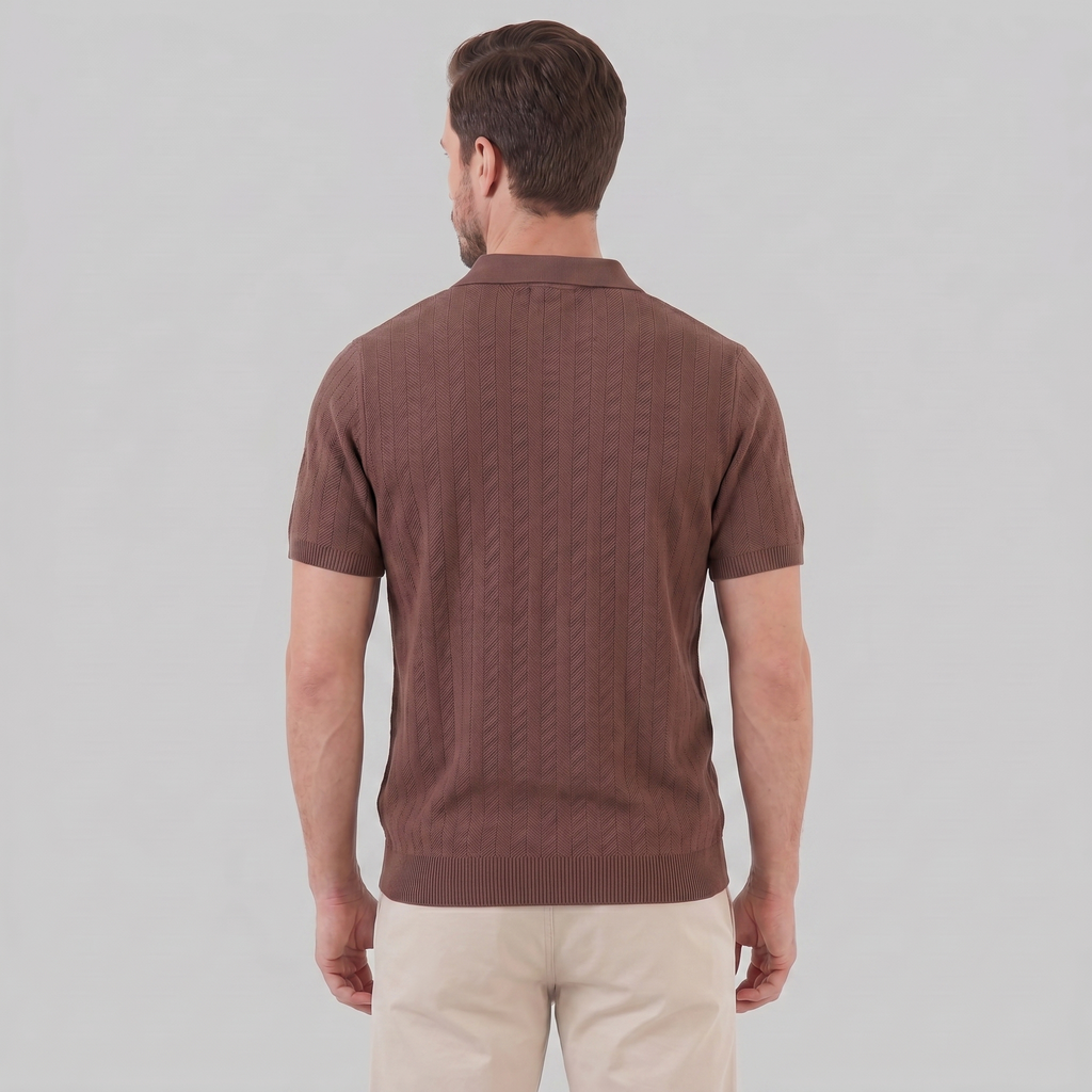 Men's Knit Button-Up Shirt - Soft Fabric, Casual Style for Everyday Wear
