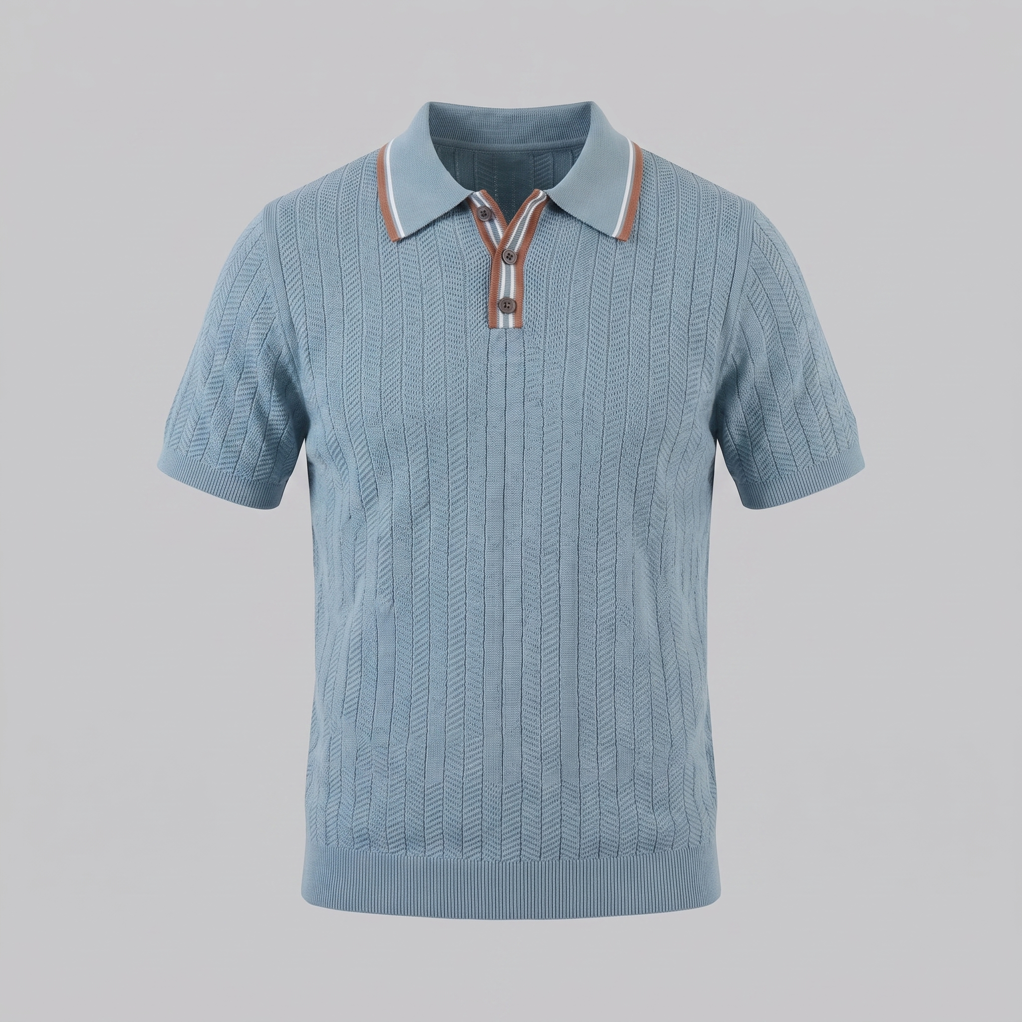 Men's Knit Polo Shirt - Contrast Collar, Casual Style for Everyday Wear