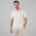 Men's Knit Polo Shirt - Retro Accents - Casual Wear - Comfortable Fit
