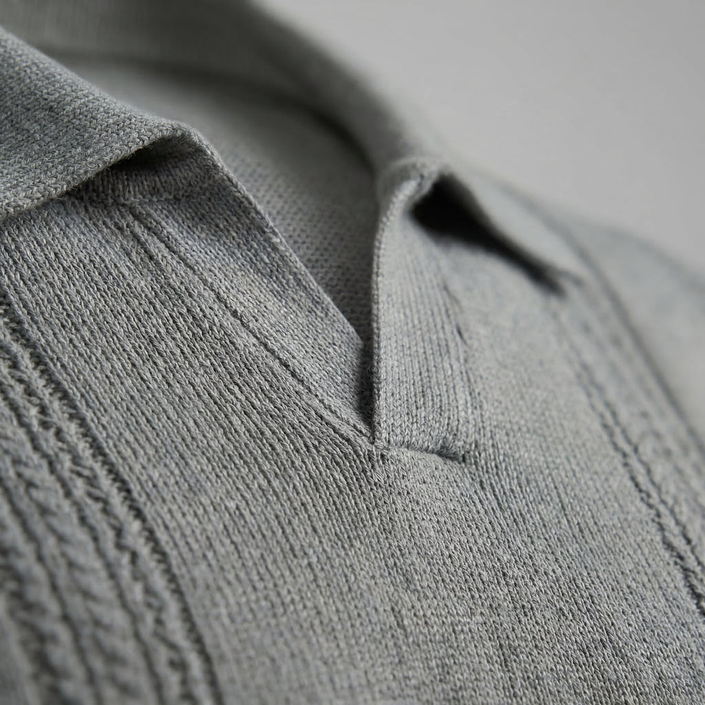 Men's Knit Polo Shirt - Soft Cotton Blend - Casual Wear - Short Sleeve