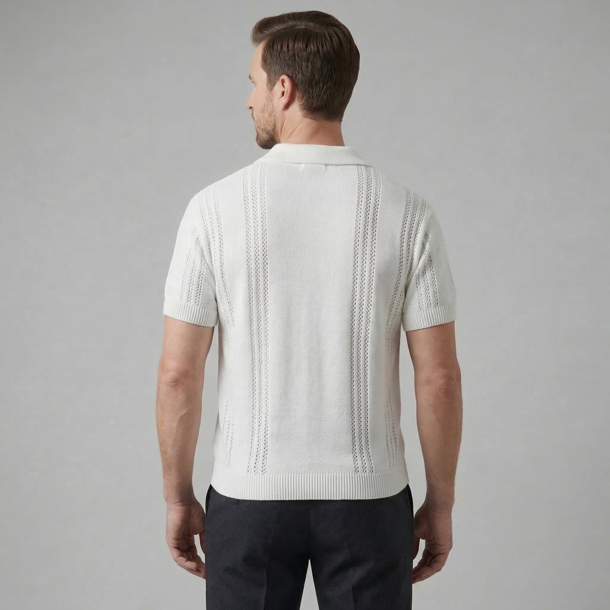 Men's Knit Polo Shirt - Soft Cotton Blend - Casual Wear - Short Sleeve