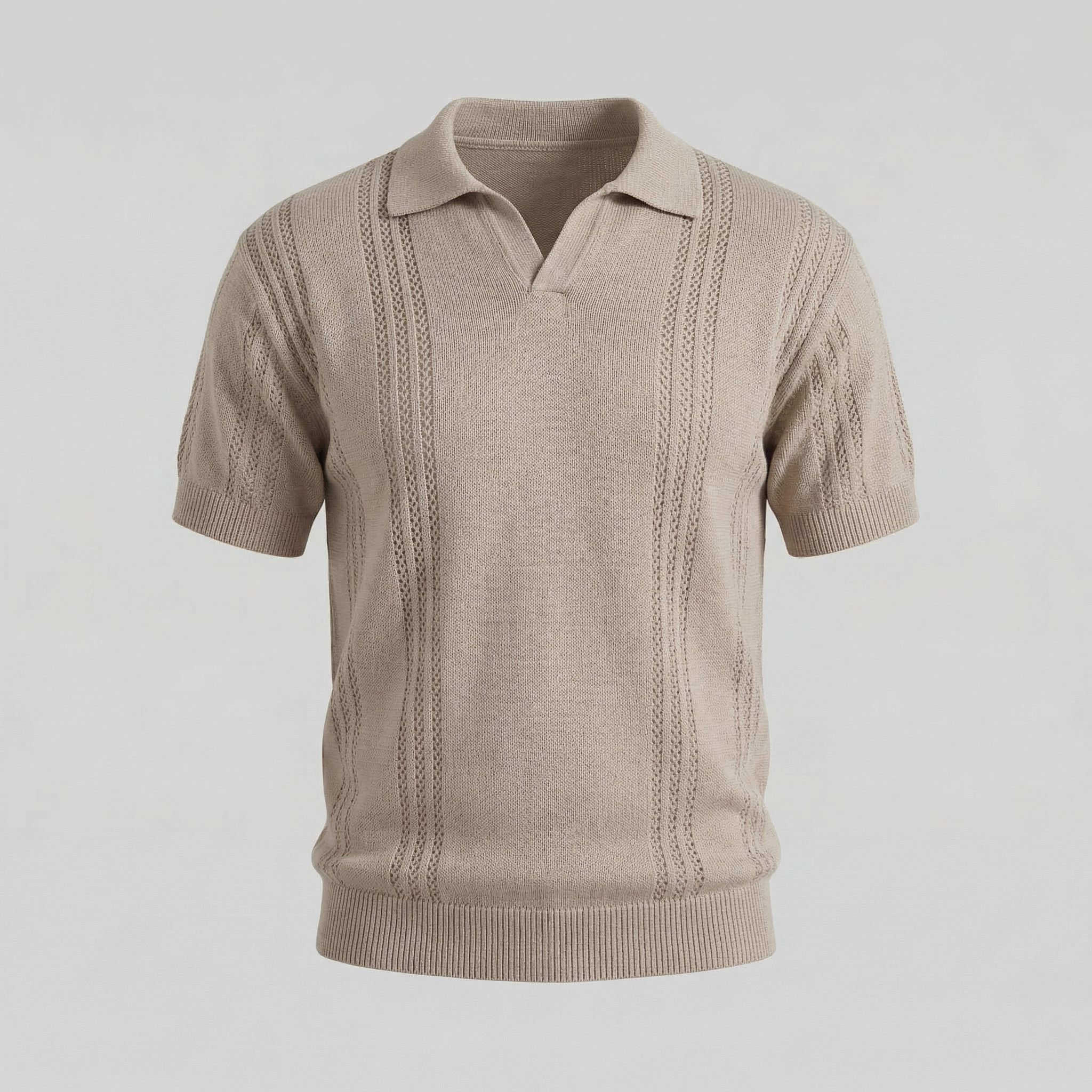 Men's Knit Polo Shirt - Soft Cotton Blend - Casual Wear - Short Sleeve