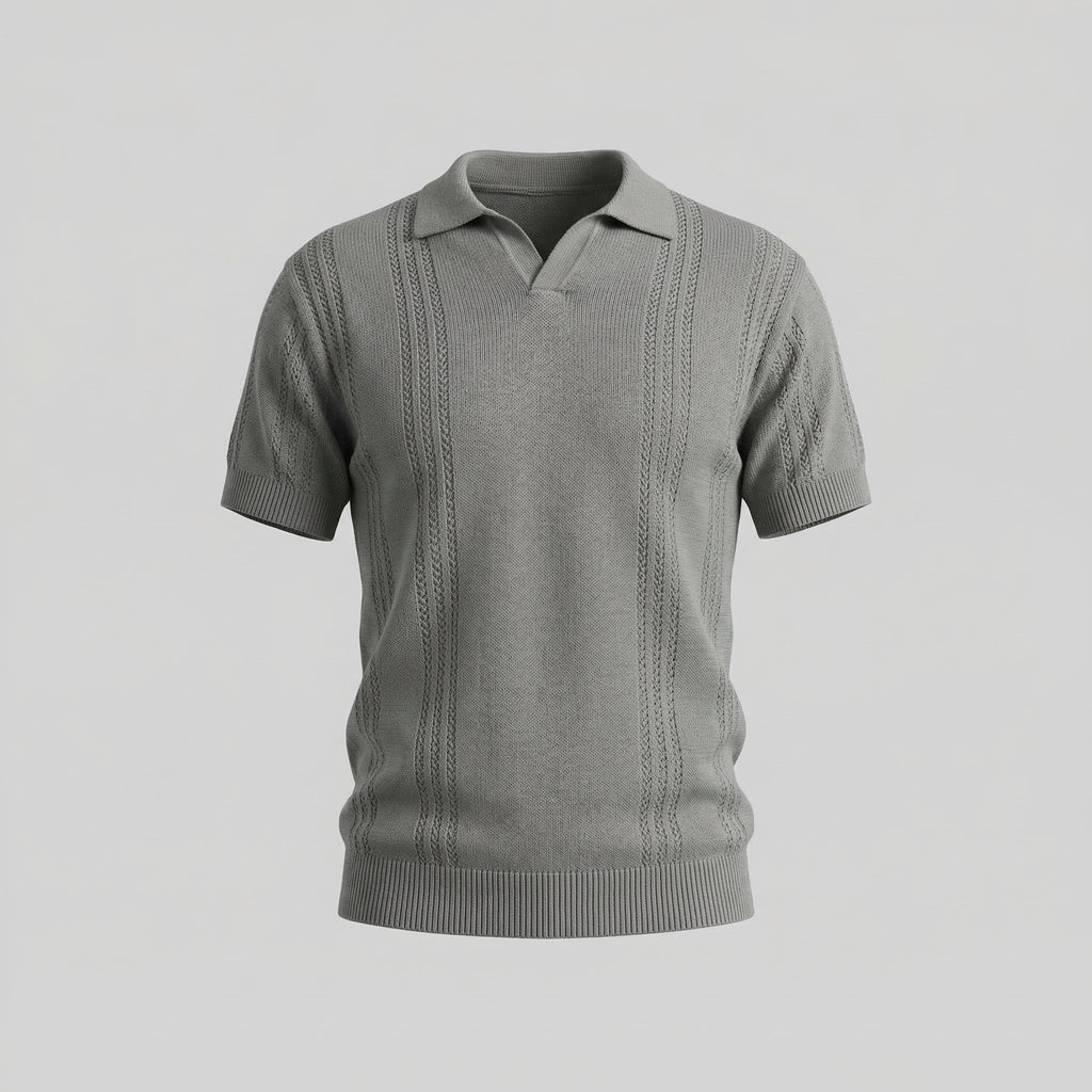 Men's Knit Polo Shirt - Soft Cotton Blend - Casual Wear - Short Sleeve
