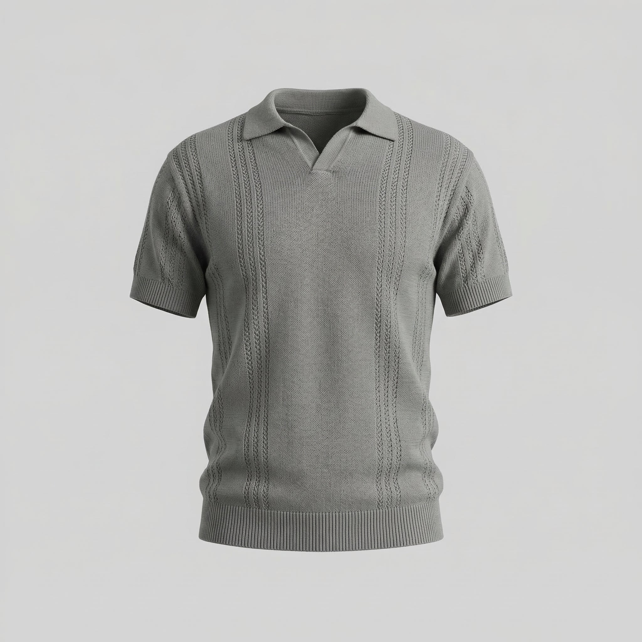 Men's Knit Polo Shirt - Soft Cotton Blend - Casual Wear - Short Sleeve