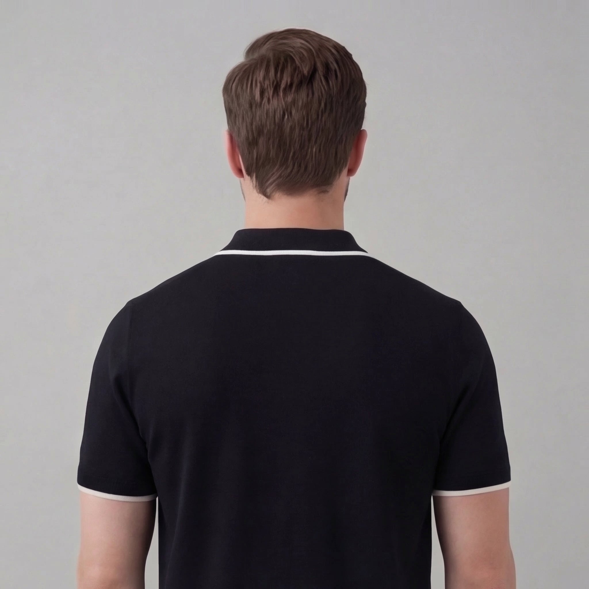 Men’s Knit Polo Shirt in Cotton with White Trim for Casual Wear