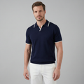 Men’s Knit Polo Shirt in Cotton with White Trim for Casual Wear