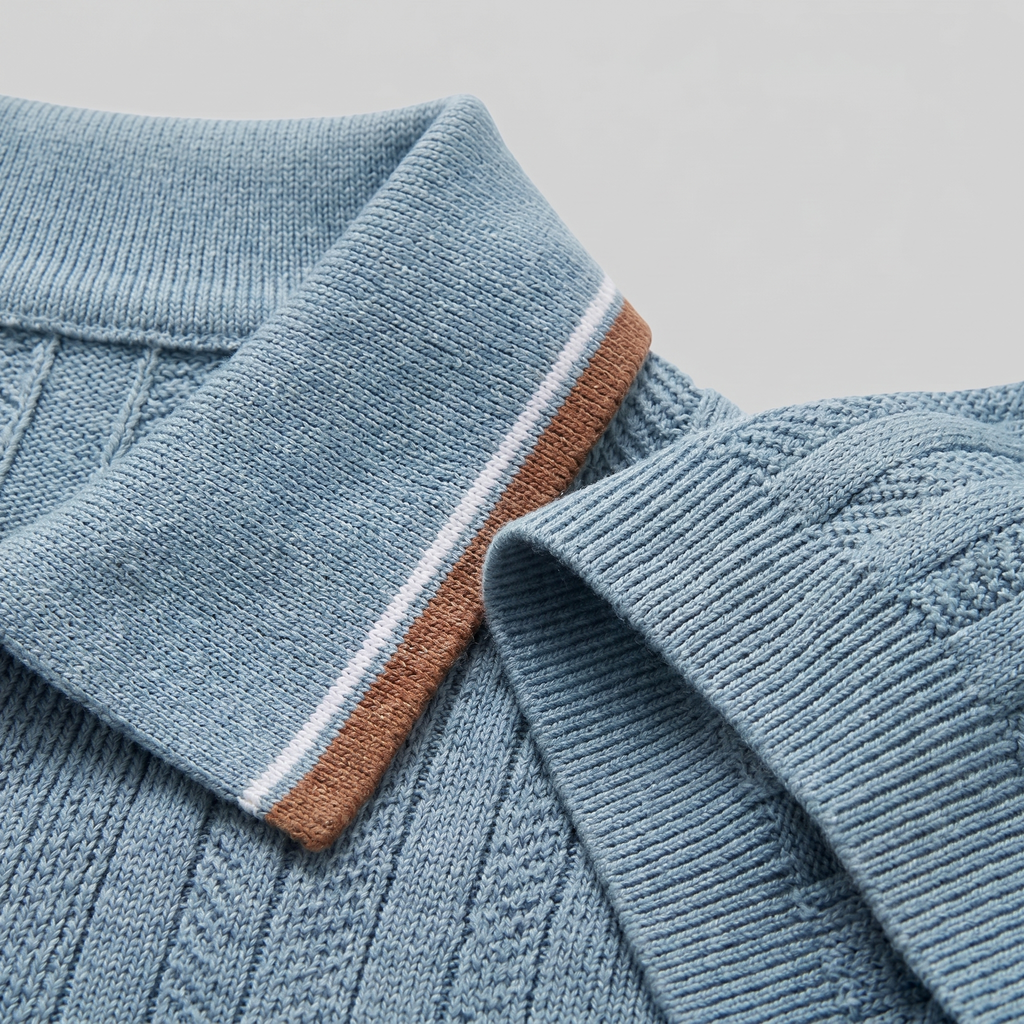 Men's Knit Polo Shirt with Contrast Collar - Casual Wear for Everyday Comfort