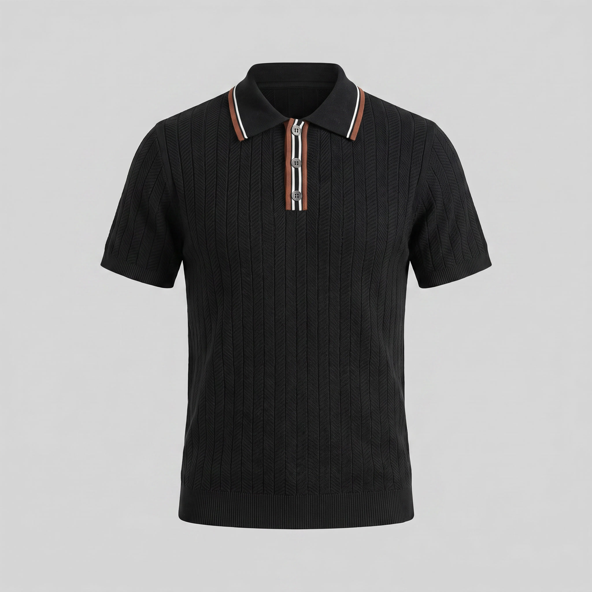Men's Knit Polo Shirt with Contrast Collar - Casual Wear for Everyday Comfort