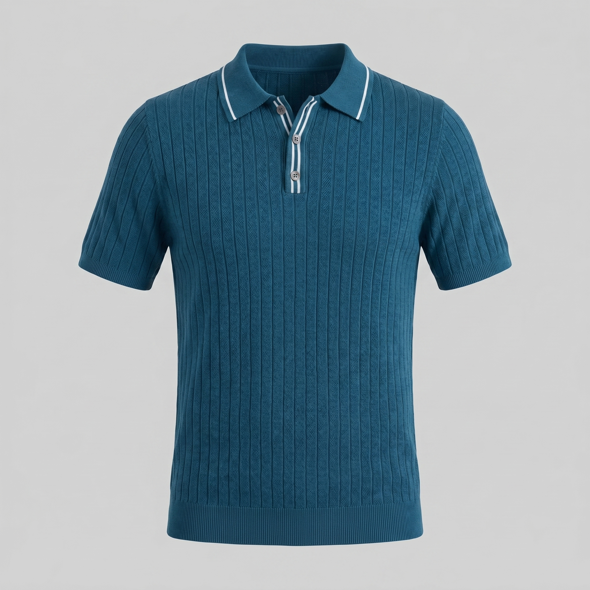 Men's Knit Polo Shirt with Contrast Collar - Casual Wear for Everyday Comfort