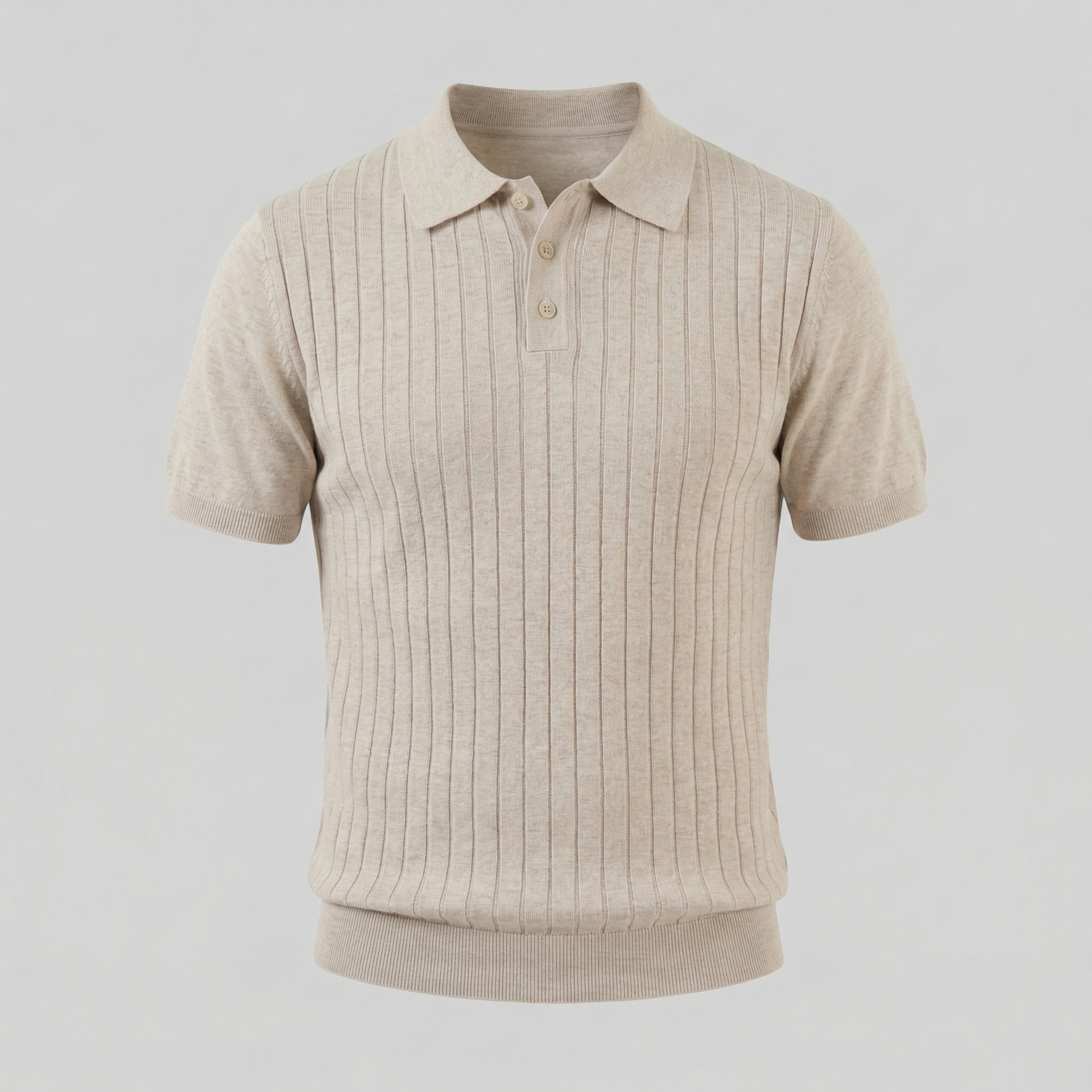 Men's Knit Polo Shirt with Stripes for Casual Wear