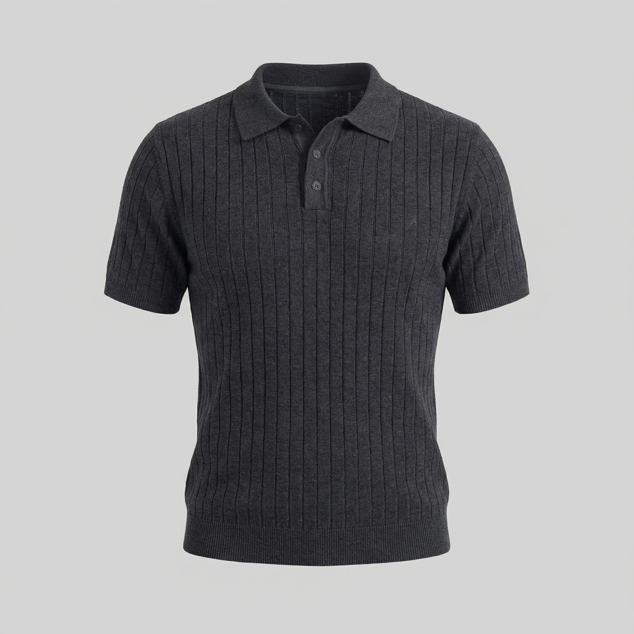 Men's Knit Polo Shirt with Stripes for Casual Wear