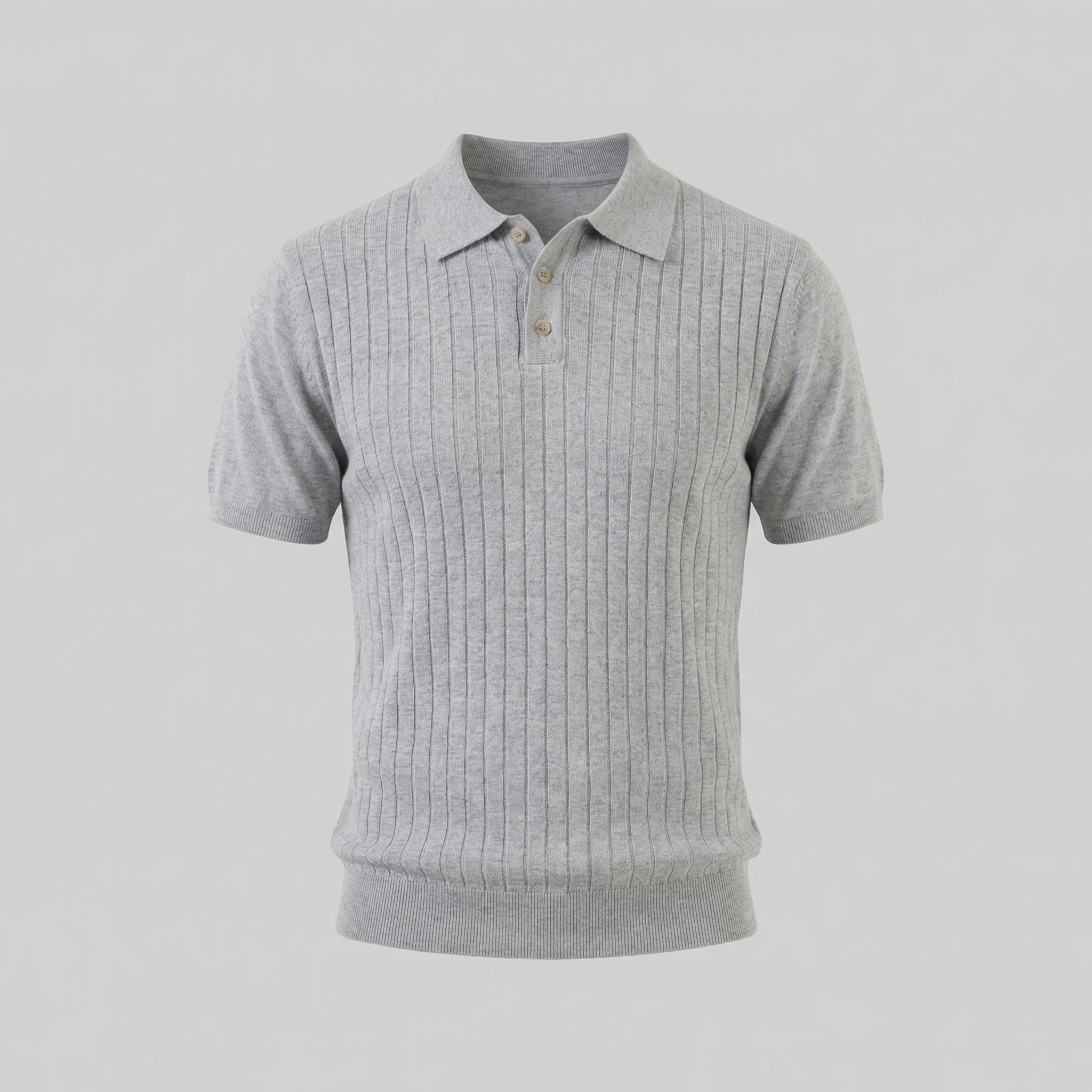 Men's Knit Polo Shirt with Stripes for Casual Wear