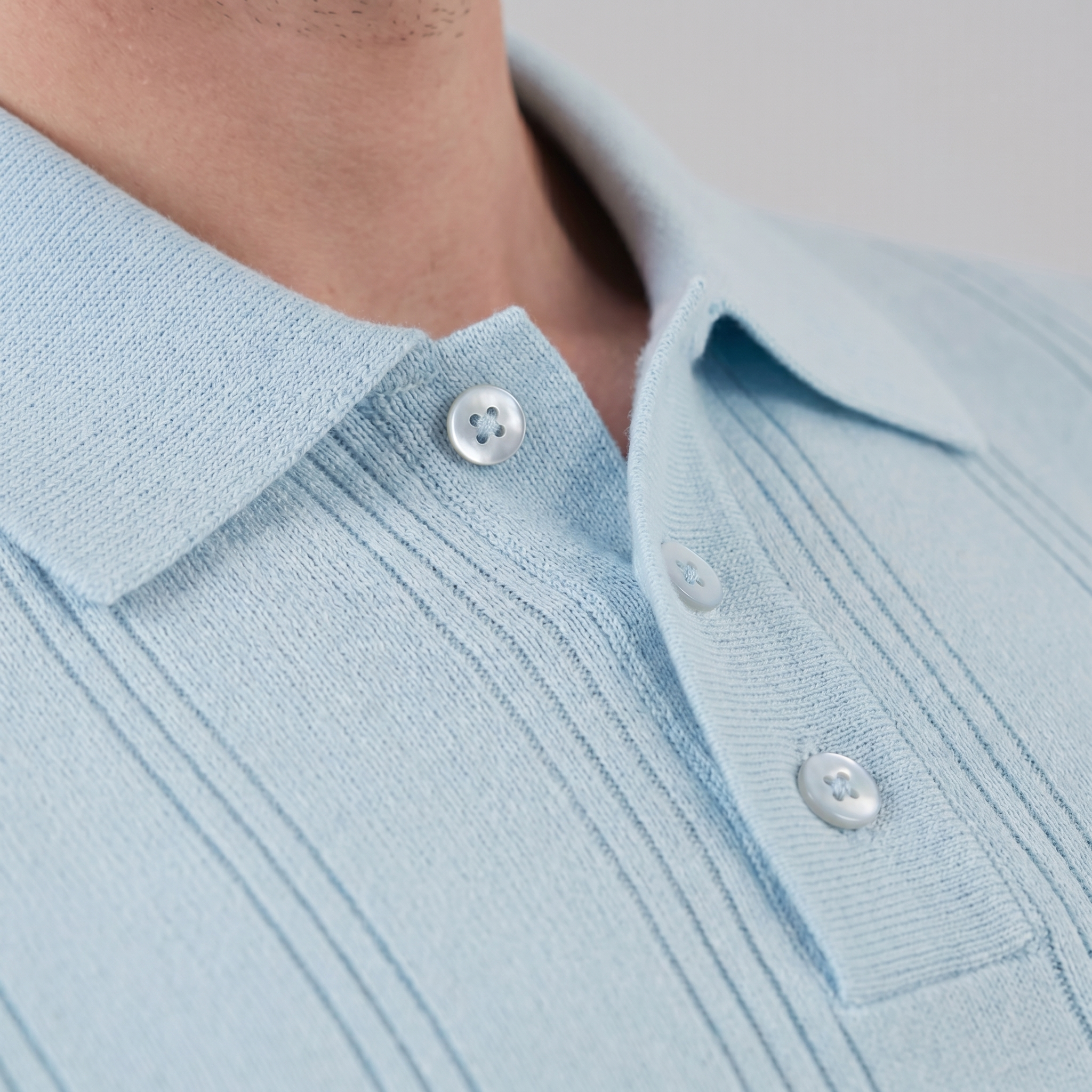 Men's Knit Polo Shirt with Vertical Stripes - Casual Wear for Everyday Use