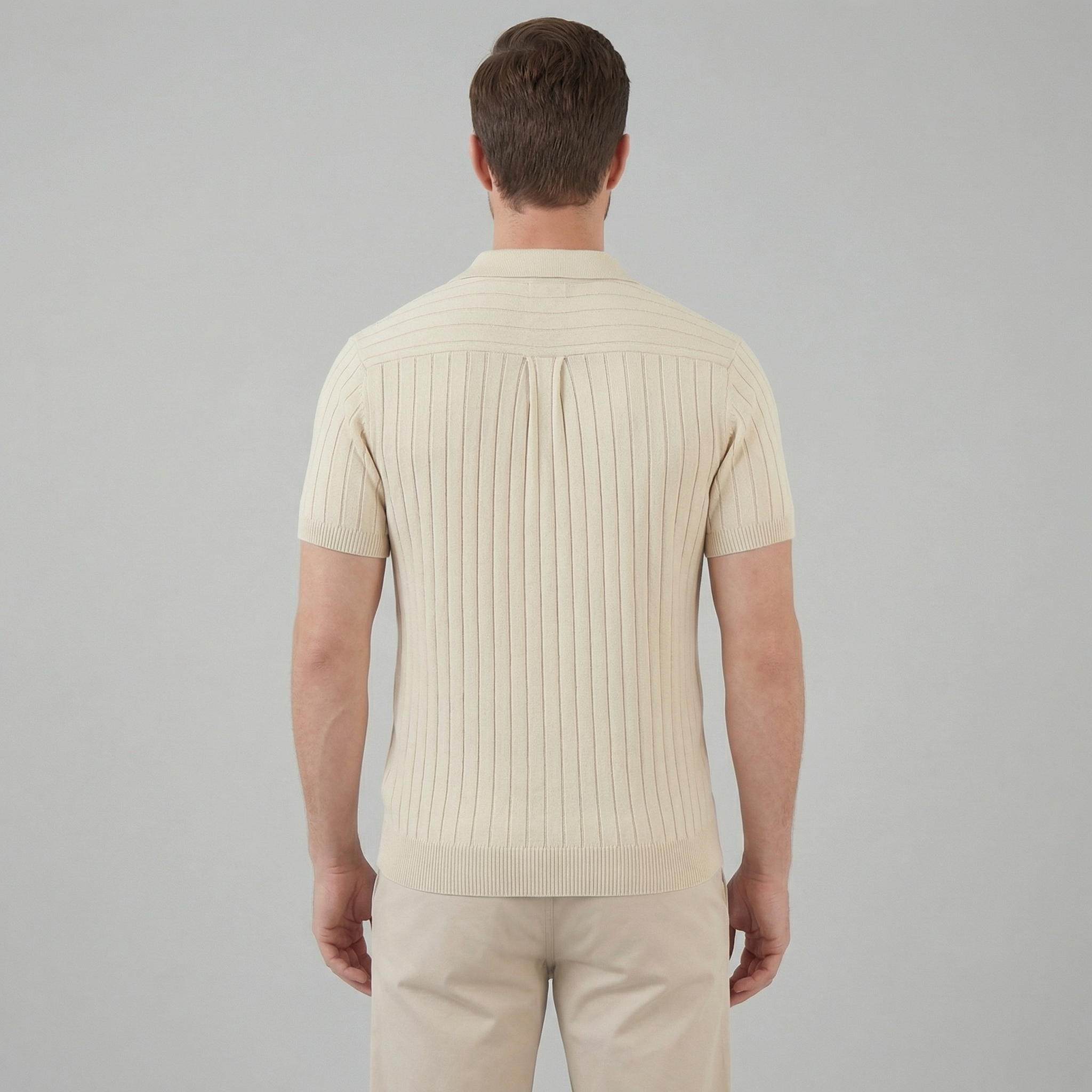 Men's Knitted Short Sleeve Shirt - Casual Cotton Blend for Everyday Wear