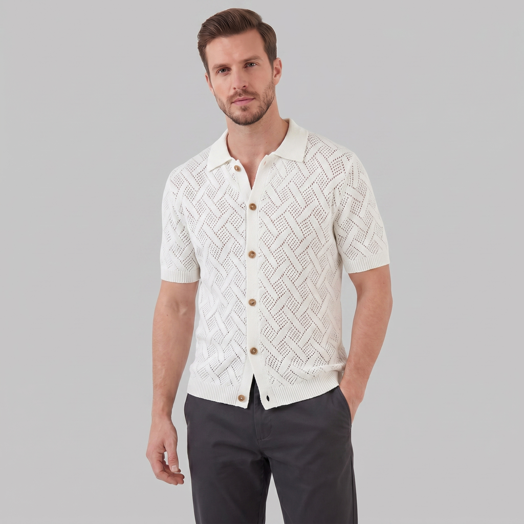 Men's Lightweight Cotton Beach Polo Shirt for Summer Casual Wear