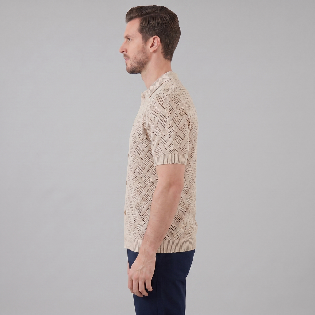 Men's Lightweight Cotton Beach Polo Shirt for Summer Casual Wear