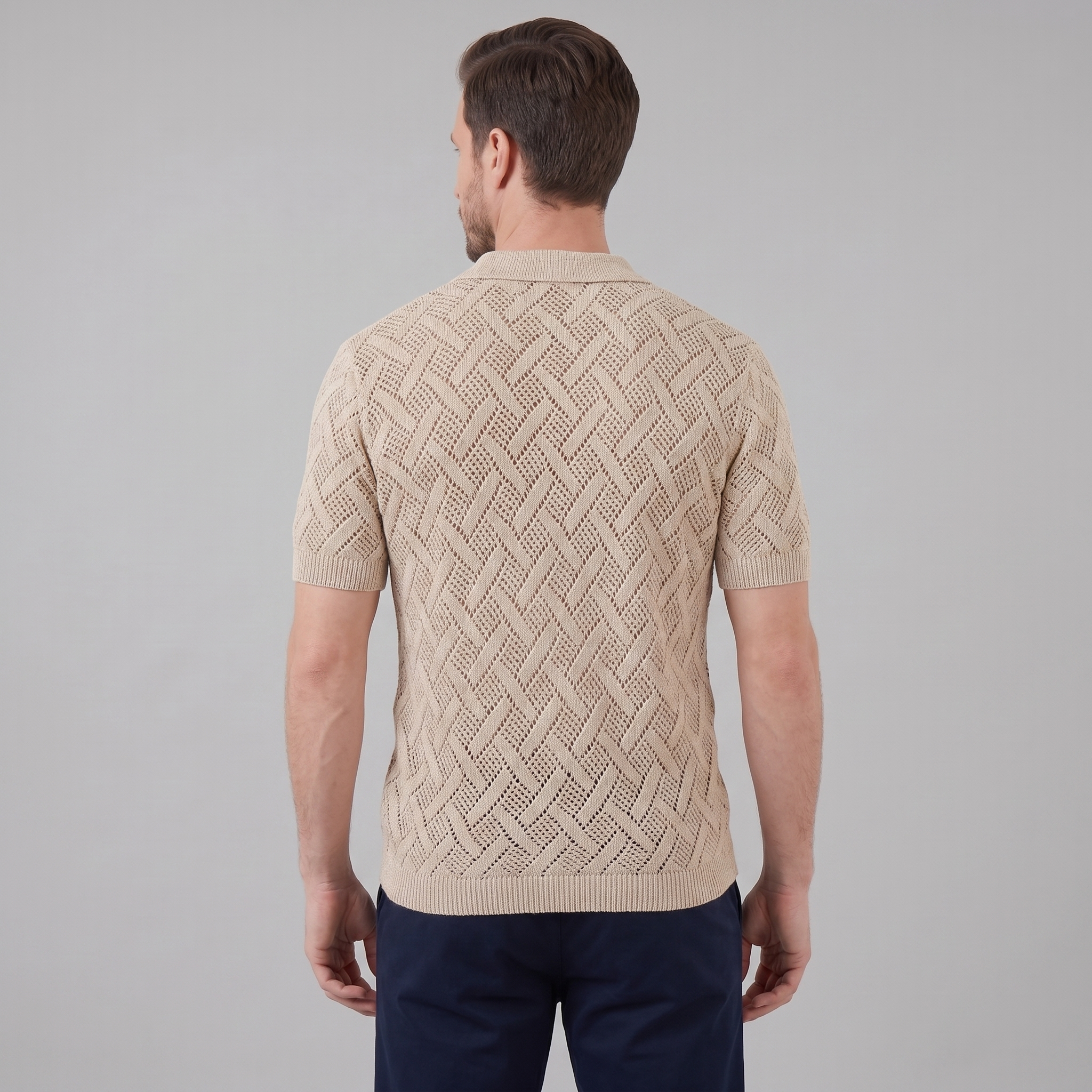 Men's Lightweight Cotton Beach Polo Shirt for Summer Casual Wear