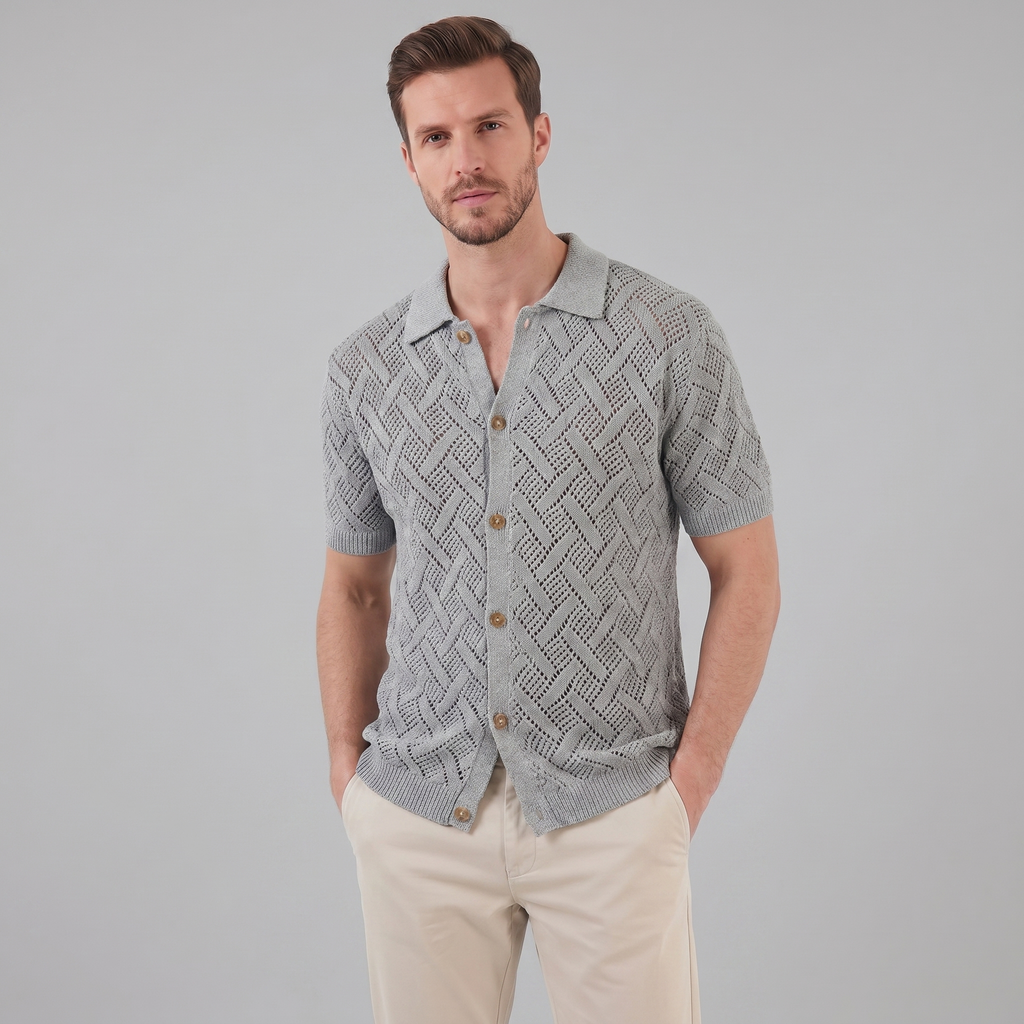 Men's Lightweight Cotton Beach Polo Shirt for Summer Casual Wear
