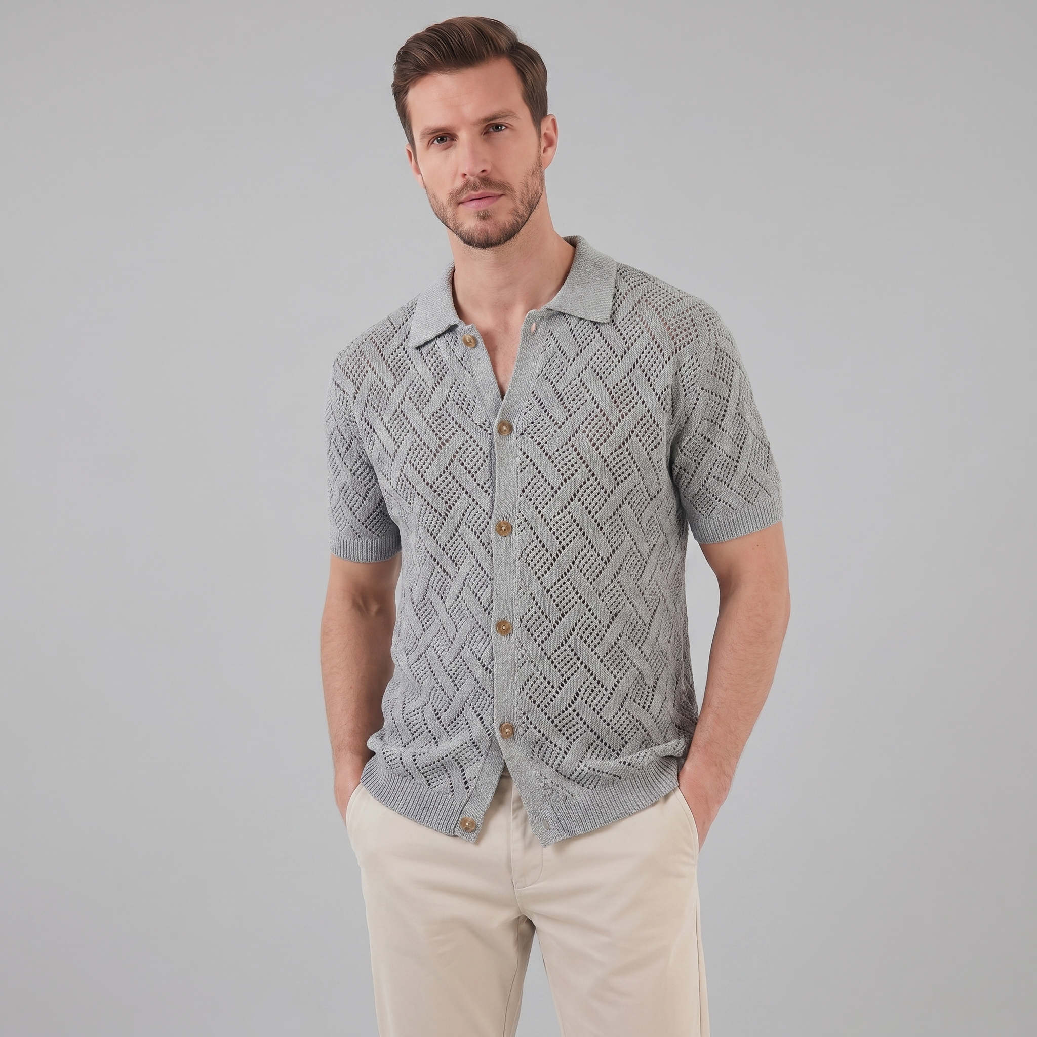 Men's Lightweight Cotton Beach Polo Shirt for Summer Casual Wear