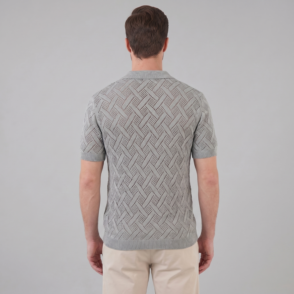 Men's Lightweight Cotton Beach Polo Shirt for Summer Casual Wear