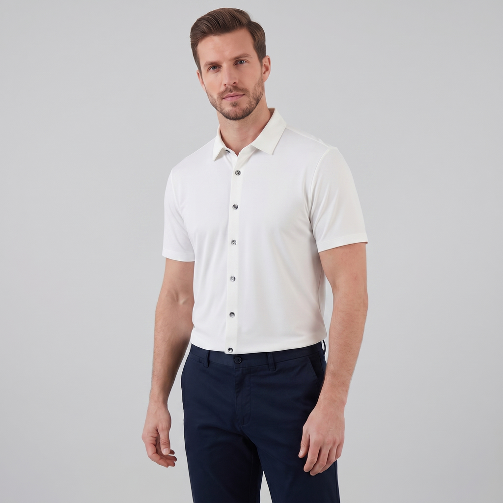 Men's Lightweight Stretch Cotton Summer Shirt for Casual Wear
