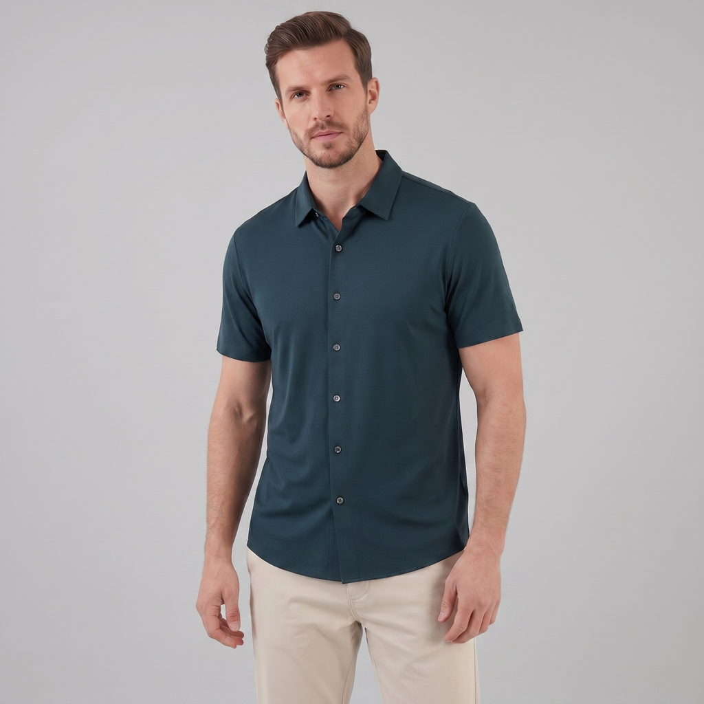 Men's Lightweight Stretch Cotton Summer Shirt for Casual Wear