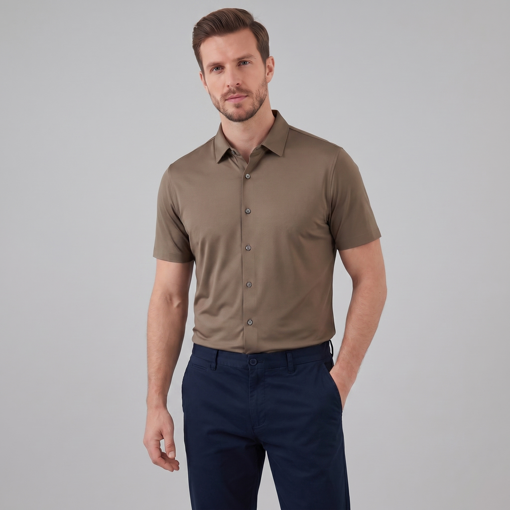 Men's Lightweight Stretch Cotton Summer Shirt for Casual Wear