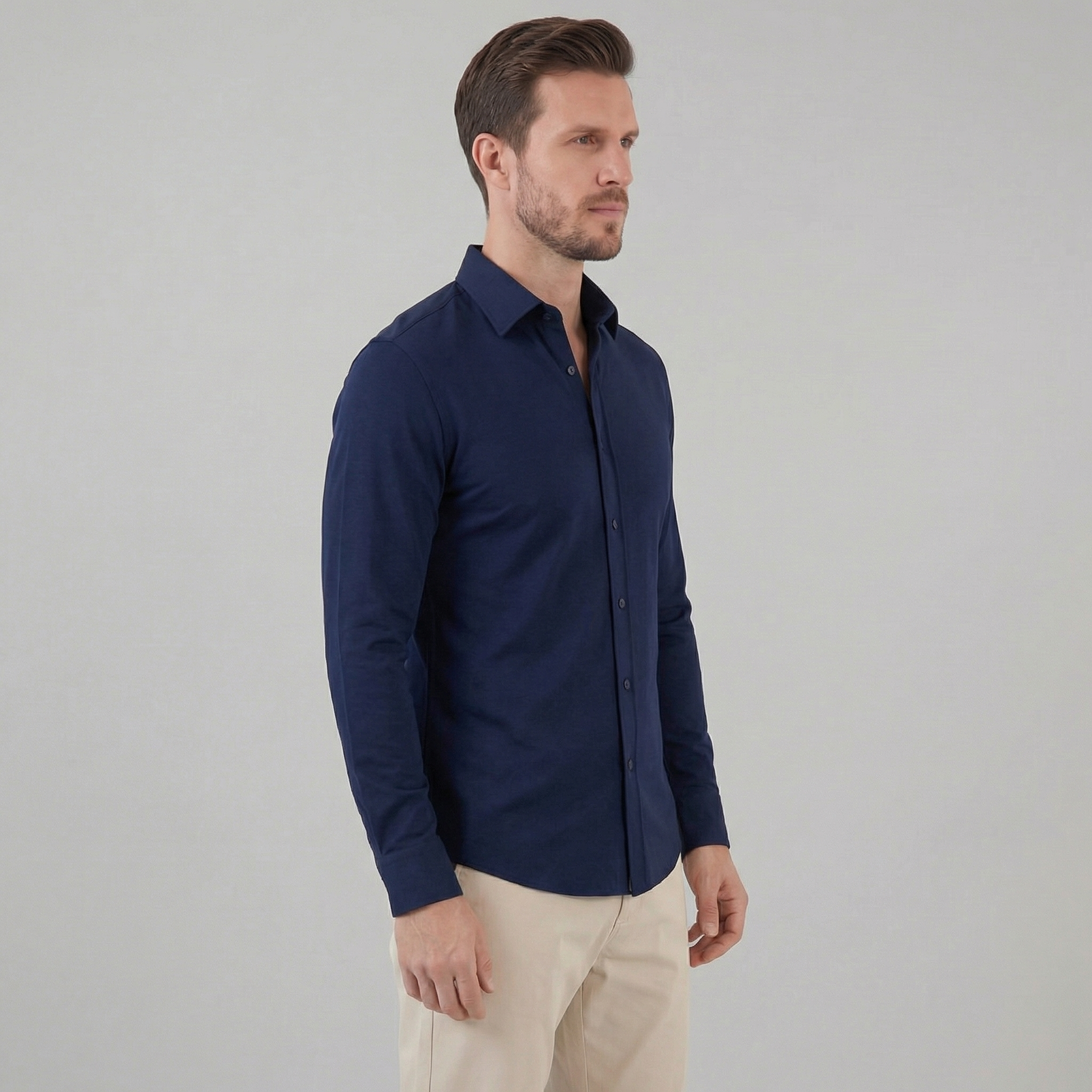 Men's Long Sleeve Cotton Dress Shirt for Formal and Business Wear