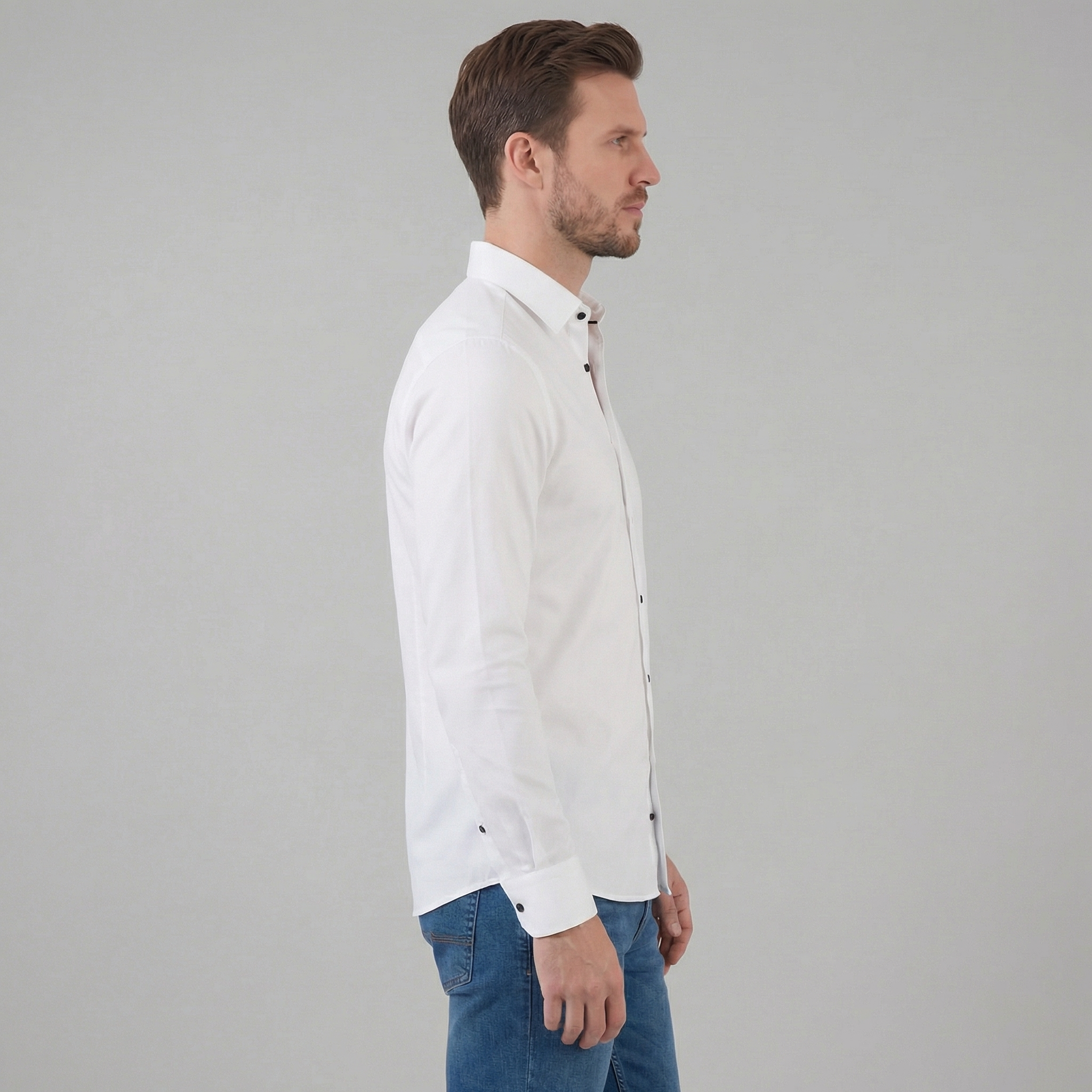 Men's Long Sleeve Cotton Dress Shirt for Formal and Business Wear