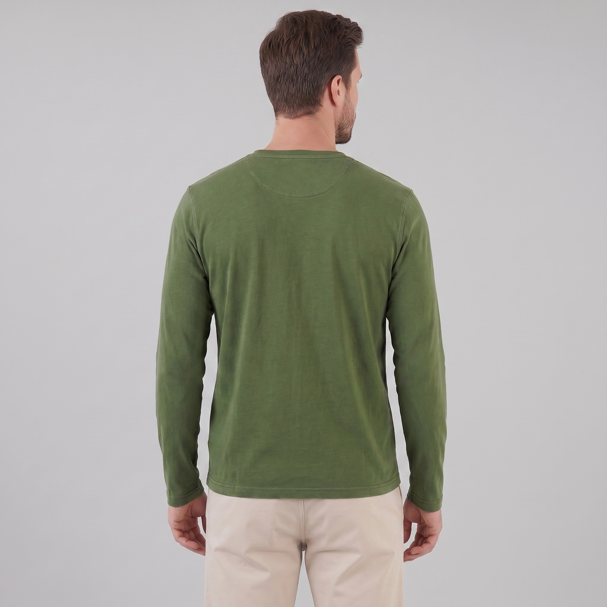 Men's Long Sleeve Cotton Henley Shirt for Casual Wear