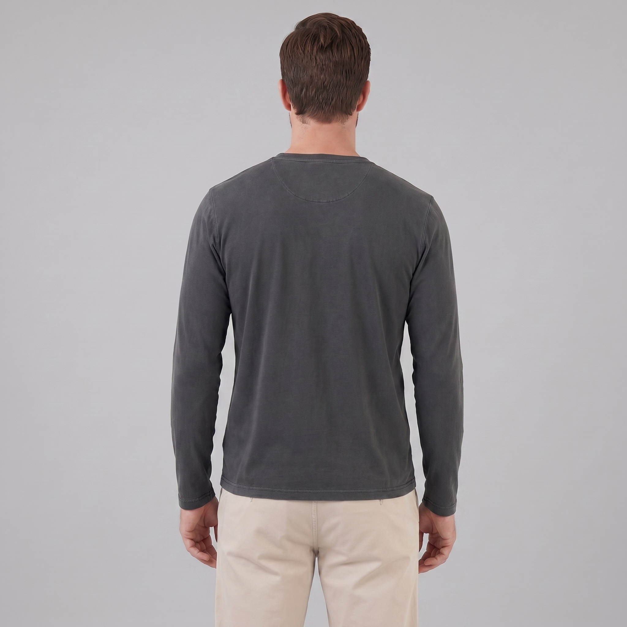 Men's Long Sleeve Cotton Henley Shirt for Casual Wear