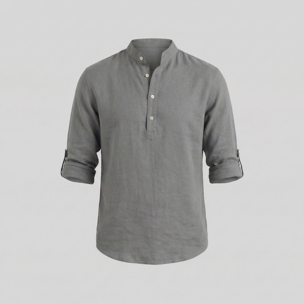 Men's Loose-Fit Cotton Henley Shirt for Casual Wear and Everyday Comfort